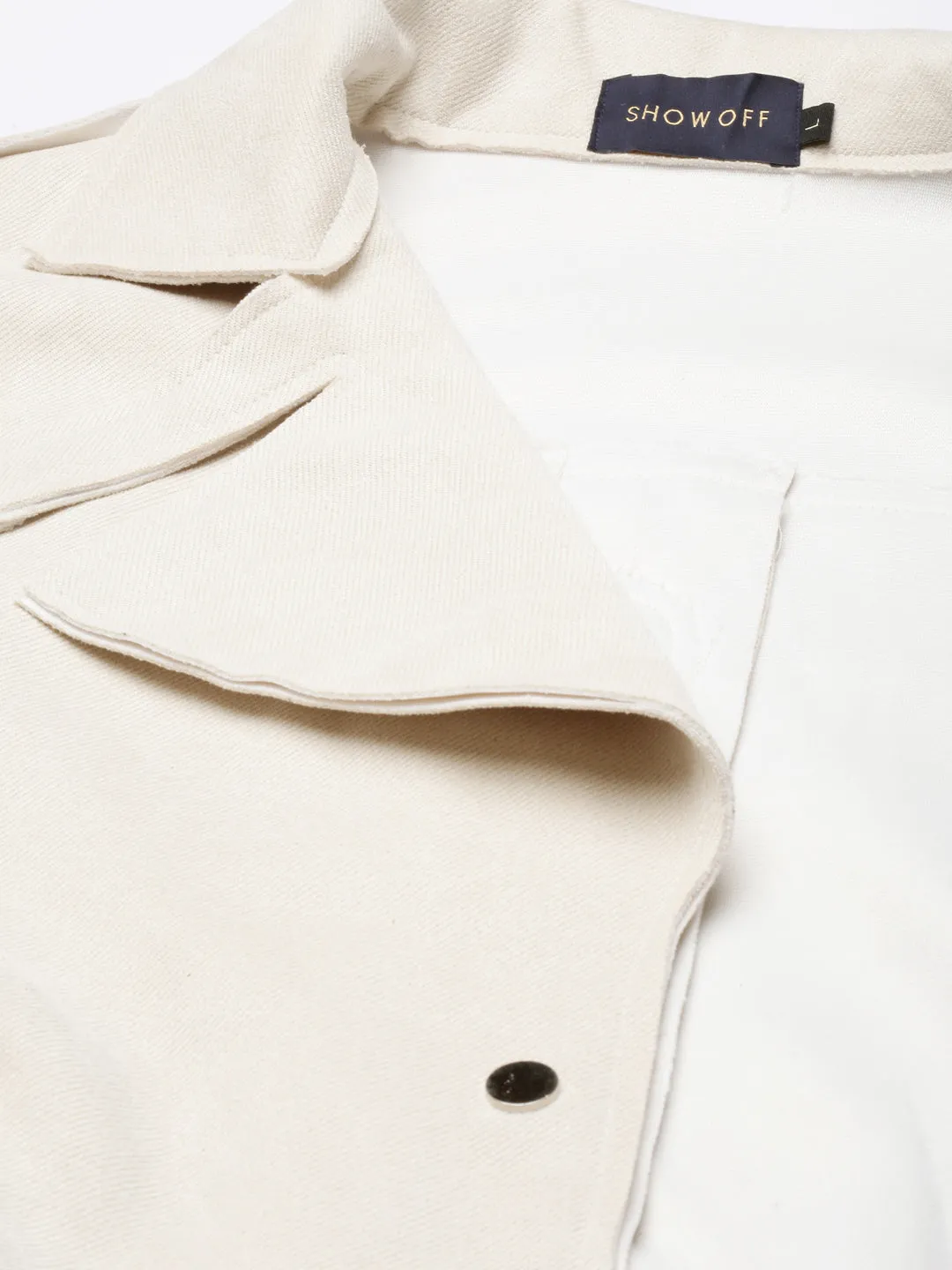 Women Cream Lapel Collar Long Sleeves Tailored Jacket