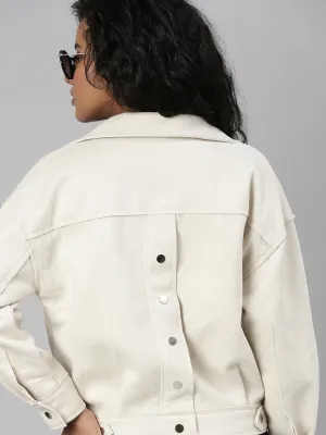 Women Cream Lapel Collar Long Sleeves Tailored Jacket
