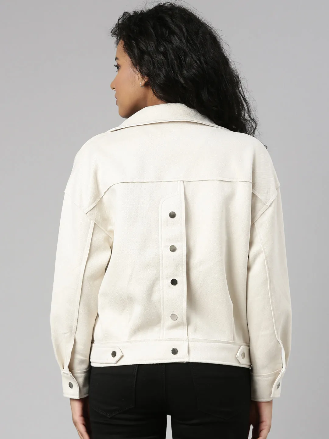 Women Cream Lapel Collar Long Sleeves Tailored Jacket