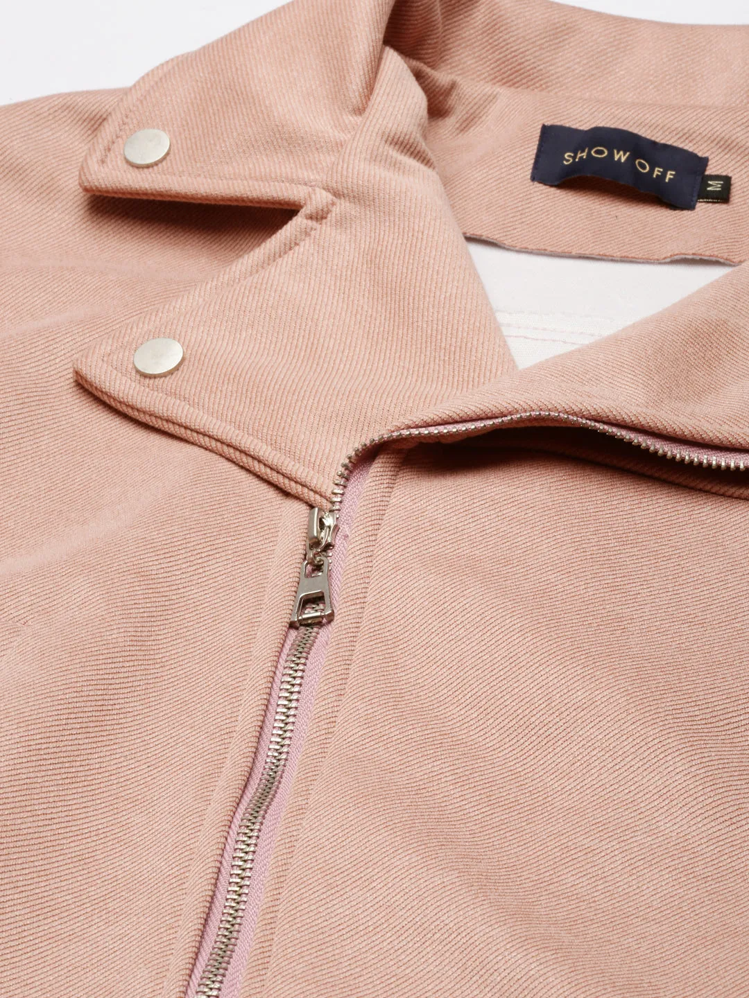 Women Peach Suede Crop Tailored Jacket