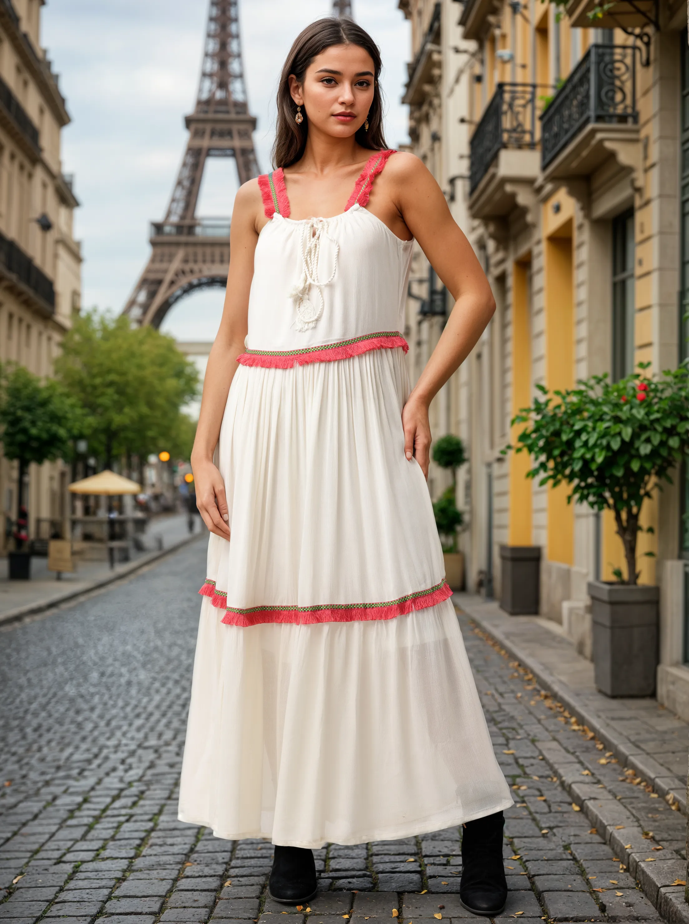 Women White Regular Fit Rayon Dress