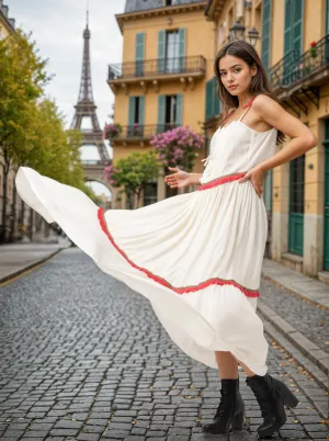 Women White Regular Fit Rayon Dress